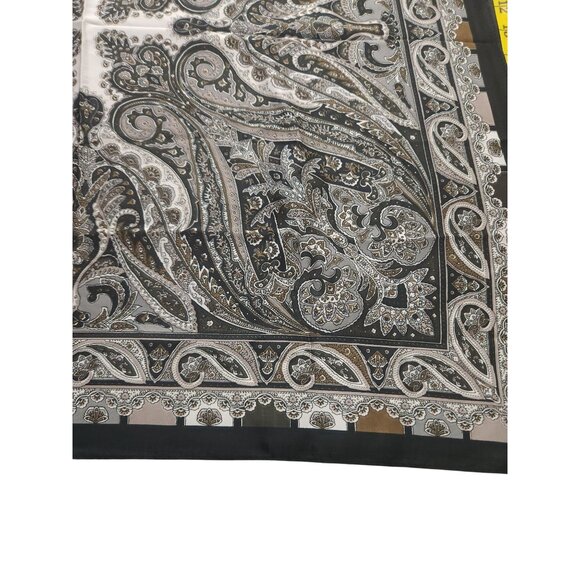 Paisley Print Square Scarf Black/Brown 27x27 Western Wild Rag - Picture 3 of 13